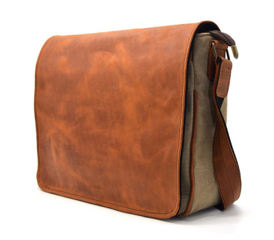 Сумка мужская через плечо из кожи и канвас TARWA RBs-1047-3md