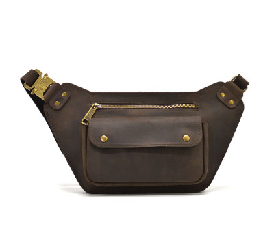 Шкіряна бананка напоясна коричнева кінська шкіра RC-8133-3md TARWA