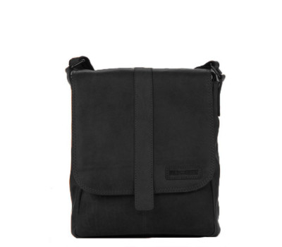 Шкіряна сумка через плече із клапаном чорна Hill Burry HB3095