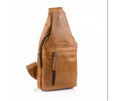 Сумка-слінг чоловіча шкіряна Hill Burry HB6101 Коньяк