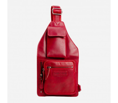 Мужская кожаная сумка слинг кросс-боди красная HILL BURRY HB3338R