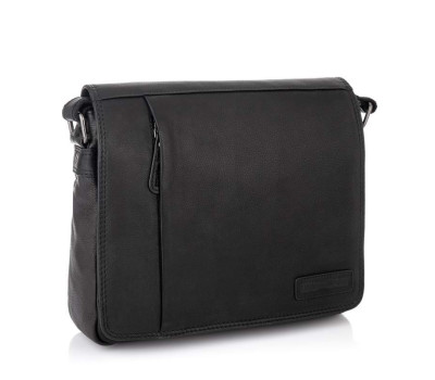 Чоловіча шкіряна сумка через плече HILL BURRY HB3075A чорна