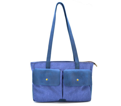 Женская сумка тоут из канвас и кожи TARWA RSkyK-3930-3md с передними карманами