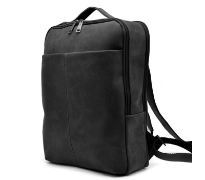 Шкіряний рюкзак для ноутбука чорний на два відділення RA-7280-3md