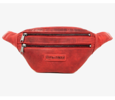 Поясная кожаная сумка красная Hill Burry HB3108red
