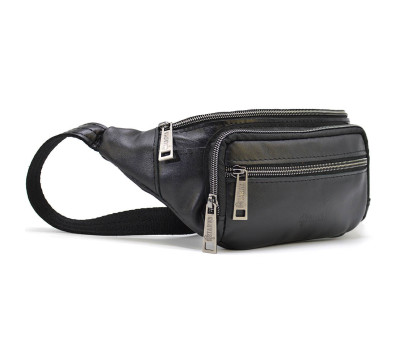 Бананка шкіряна, сумка напоясна чорна середня TARWA GA-7218-3md