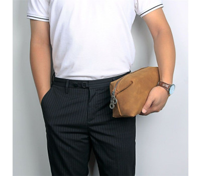 Шкіряний несесер, косметичка, органайзер коричневий John McDee C014B