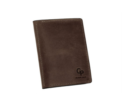 Обкладинка для документів, паспорта, автодокументів з відділом для карт, коричневий (матова) Grande Pelle