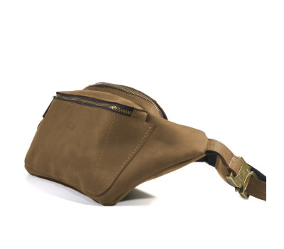 Сумка бананка на пояс шкіряна руда TARWA RB-3012-3md