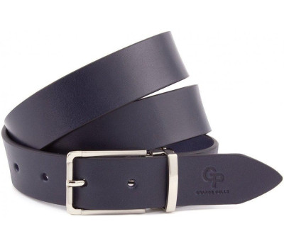 Темно-синій ремінь із гладкої шкіри Grande Pelle