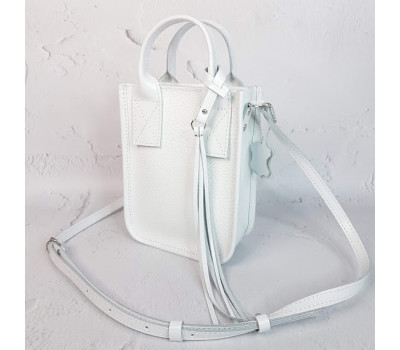 Сумка жіноча "Амелі"" натуральна шкіра, біла з тисненням перли