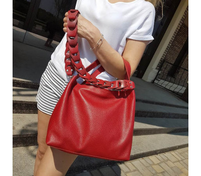 Сумка жіноча "Жаклін-плюс" натуральна шкіра, червона флотар