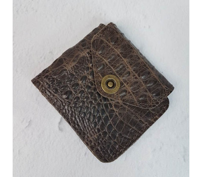 Портмоне натуральная кожа, коричневая с тиснением под крокодила