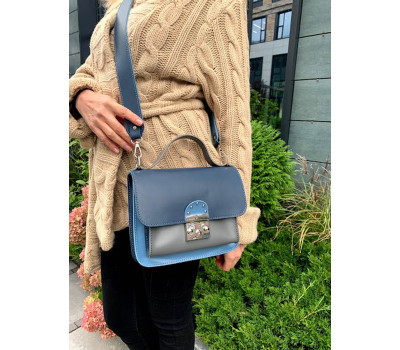 Сумка жіноча "Біанка" натуральна шкіра, блакитна/синя