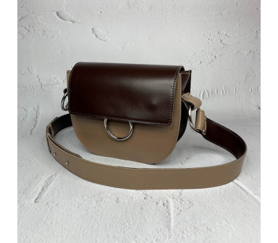 Сумка жіноча "Рута" натуральна шкіра, лате/ шоколадна