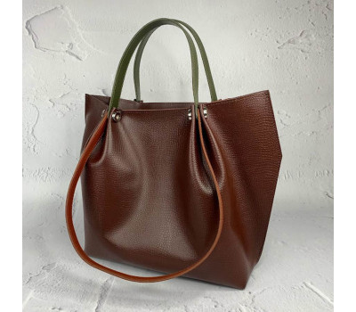 Сумка женская "Кристал" натуральная кожа, коньячная под рептилию