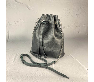 Сумка жіноча "Бель" натуральна шкіра, сіра металик