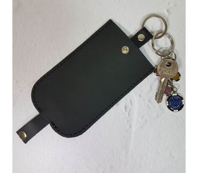 Ключниця з натуральної шкіри, чорна суперматова