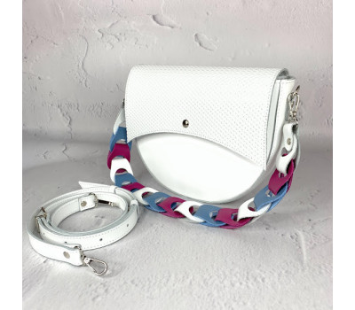 Сумка жіноча "Асоль" натуральна шкіра, біла з плетінкою