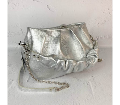 Сумка жіноча "Румба" натуральна шкіра, сріблястий флотар