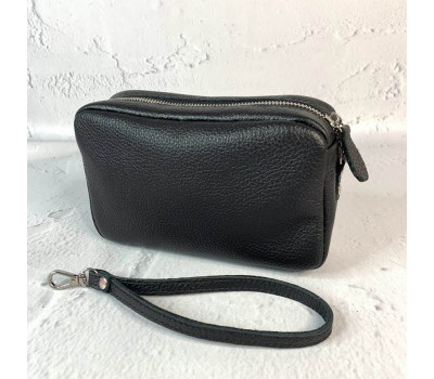 Сумка-барсетка "МИА" натуральная кожа, черная флотар