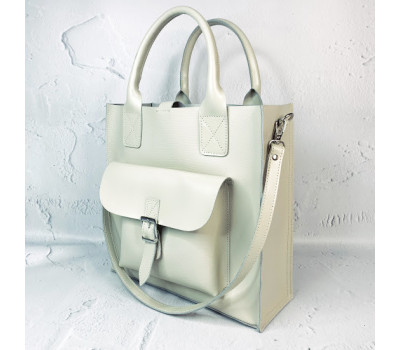 Сумка жіноча "ГАРДА" натуральна шкіра, слонова кістка з тисненням під рептилію