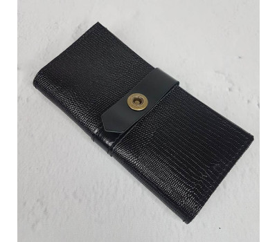 Портмоне на кнопке  натуральная кожа, чорное