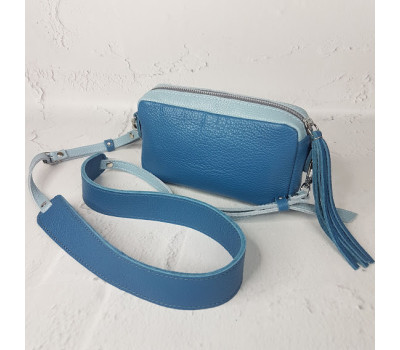 Сумка жіноча "МІА" натуральна шкіра, блакитна / синя