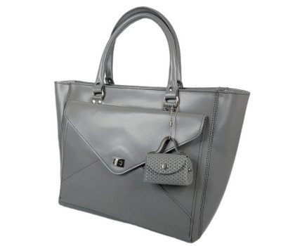 Сумка женская "Бона" натуральная кожа, серая