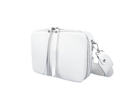 Сумка женская "КВАДРО" натуральная кожа, белая матовая под рептилию