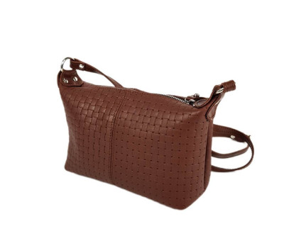 Сумка женская "Лилу" натуральная кожа, карамель с тиснением венето