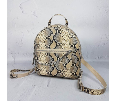 Рюкзак "Шайн" натуральна шкіра, бежевий імітація під пітона