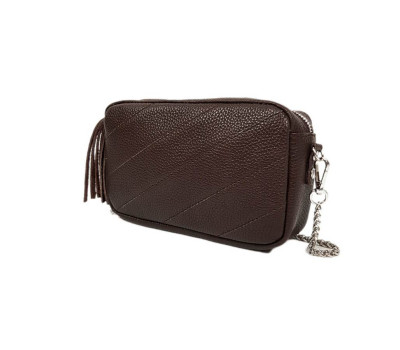 Сумка-барсетка "МІА" натуральна шкіра, коричнева флотар
