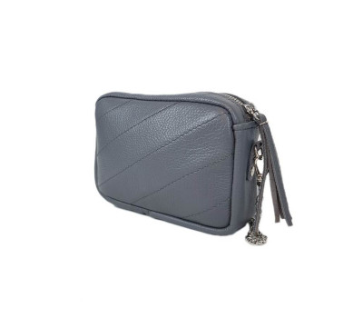 Сумка-барсетка "МІА" натуральна шкіра, сіра флотар
