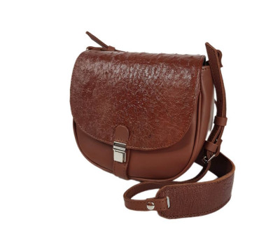 Сумка жіноча "Рімені" натуральна страусіна шкіра, колір гончарна глина