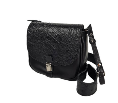 Сумка жіноча "Ріміні"  натуральна страусіна шкіра, чорний колір