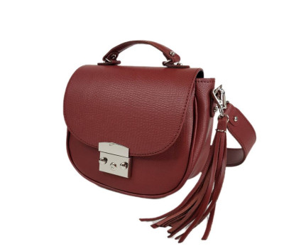 Сумка жіноча "Ріміні" натуральна шкіра, коралова матова з тисненням під рептилію