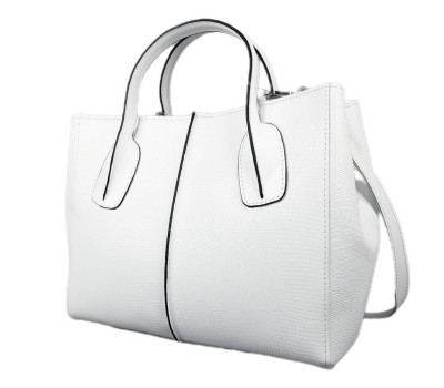 Сумка жіноча "ФОРТА" натуральна шкіра, біла матова з тисненням під рептилію