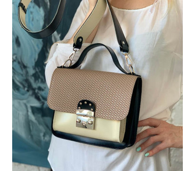 Сумка жіноча "Біанка" натуральна шкіра, латте / слонова кістка