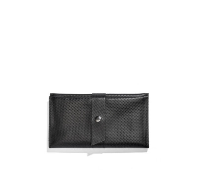 Кожаный кошелек Sambag MSH черный с перфорацией