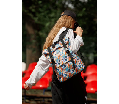 Жіночий рюкзак Sambag RollTop Milton тканевий з принтом "LIGHT"