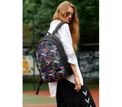 Рюкзак Sambag Zard LRT черный тканевый с принтом "ABSTRACT"