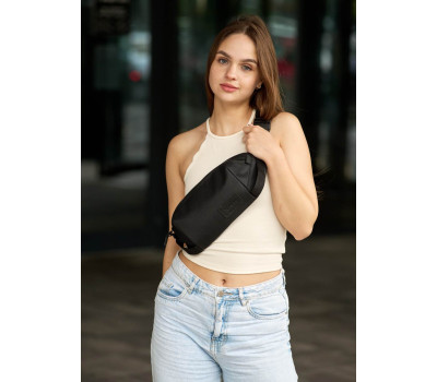 Женская сумка на пояс бананка Sambag Holster MSH черная тканевая