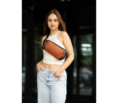 Женская сумка на пояс бананка Sambag Holster MSH рыжий с джинсом