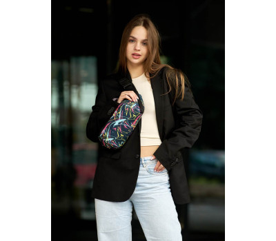Женская сумка на пояс бананка Sambag Holster MSH ABSTRACT тканевая