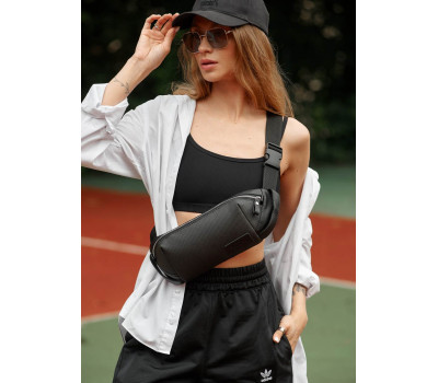 Женская сумка на пояс бананка Sambag Holster MSH черная с перфорацией