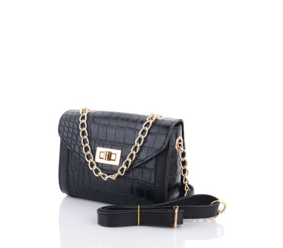 Жіноча сумка «Бесс» чорний кроко WeLassie