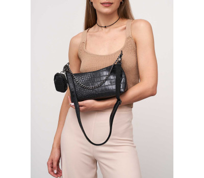 Женская сумка «Лойс» черная (крокодил) WeLassie