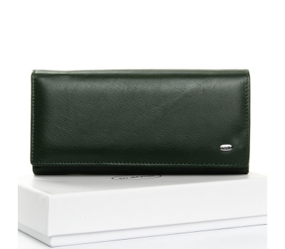Женский кожаный кошелек зеленый DR. BOND W1-V dark-green