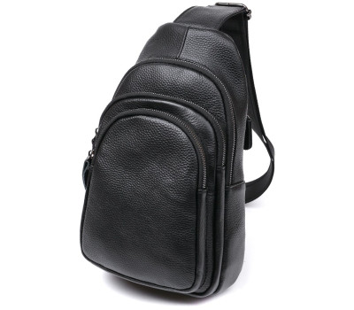 Компактна шкіряна чоловіча сумка через плече Vintage 20684 Чорний